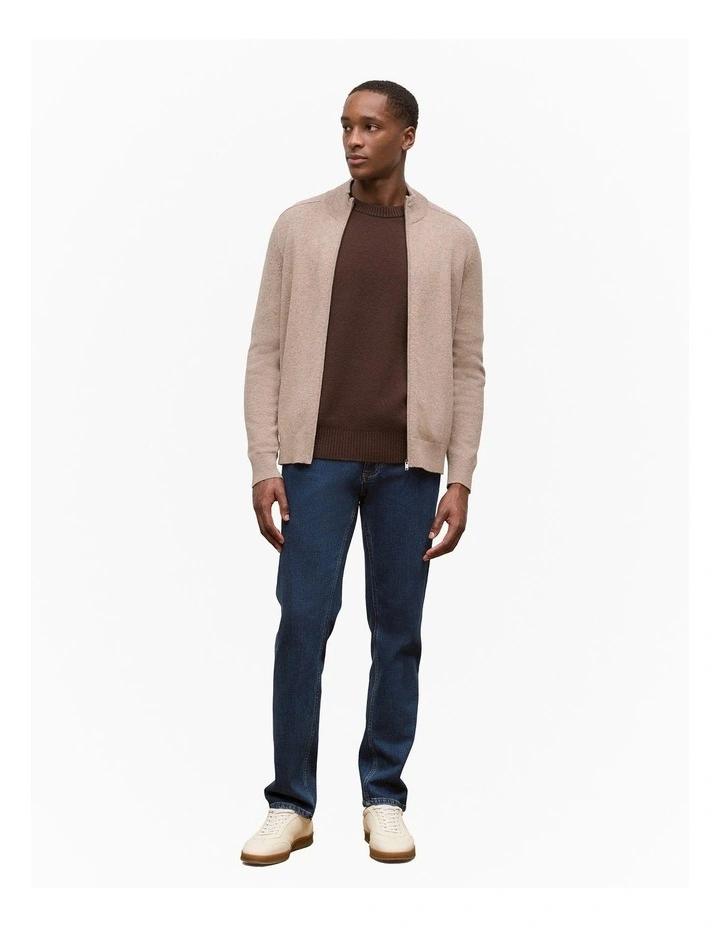 Cashmere Zip Through Knit in Natural image 3