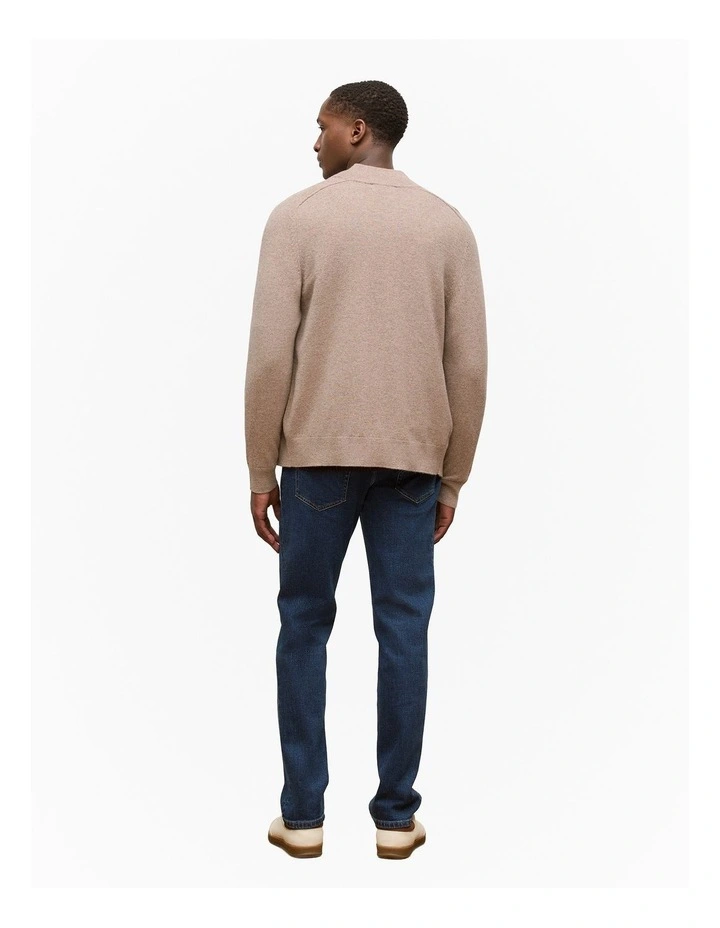 Cashmere Zip Through Knit in Natural image 6