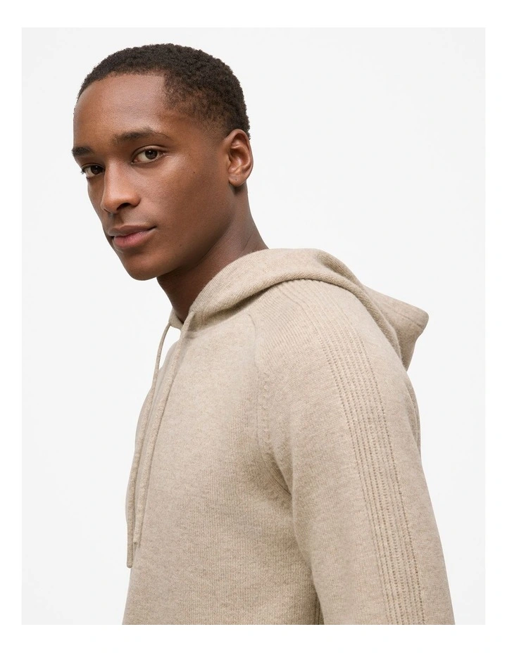 Wool Drawstring Hoodie in Fawn image 3