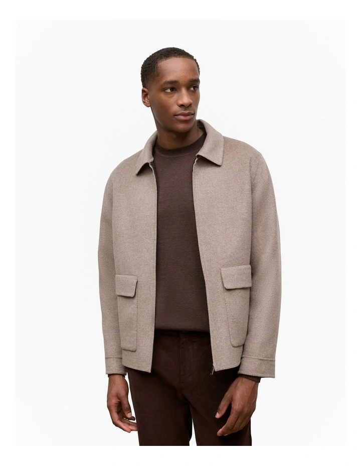 Double-faced Zip Front Jacket in Cinder image 1