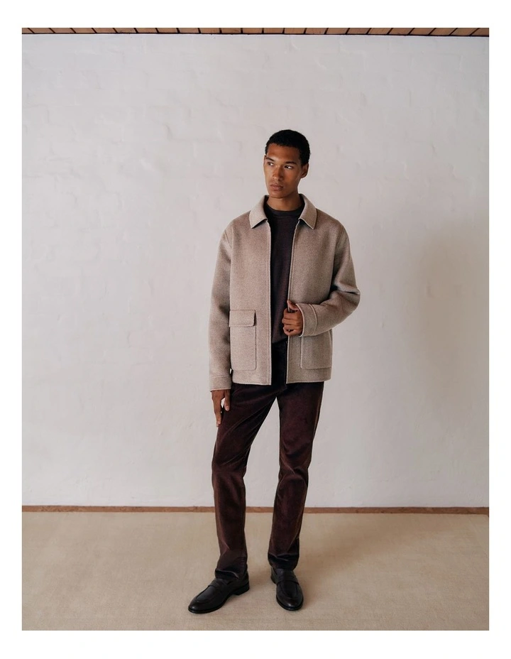 Double-faced Zip Front Jacket in Cinder image 2