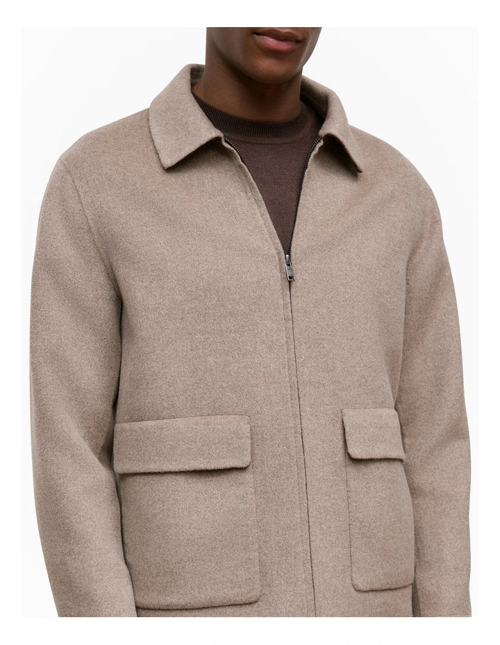 Double-faced Zip Front Jacket in Cinder image 4