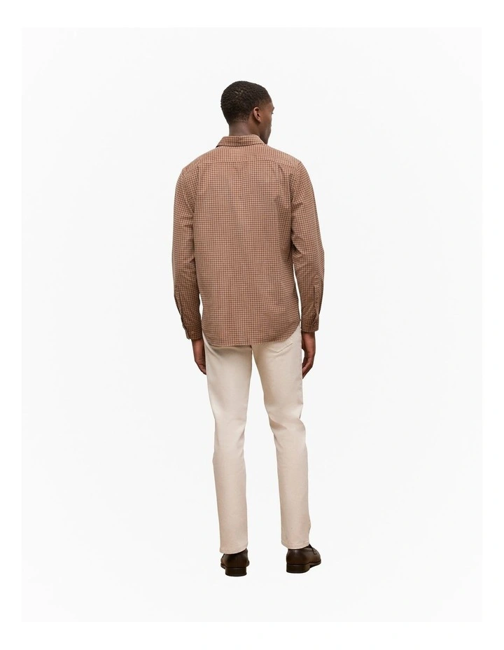 Regular Fit Cord Check Shirt in Camel image 6