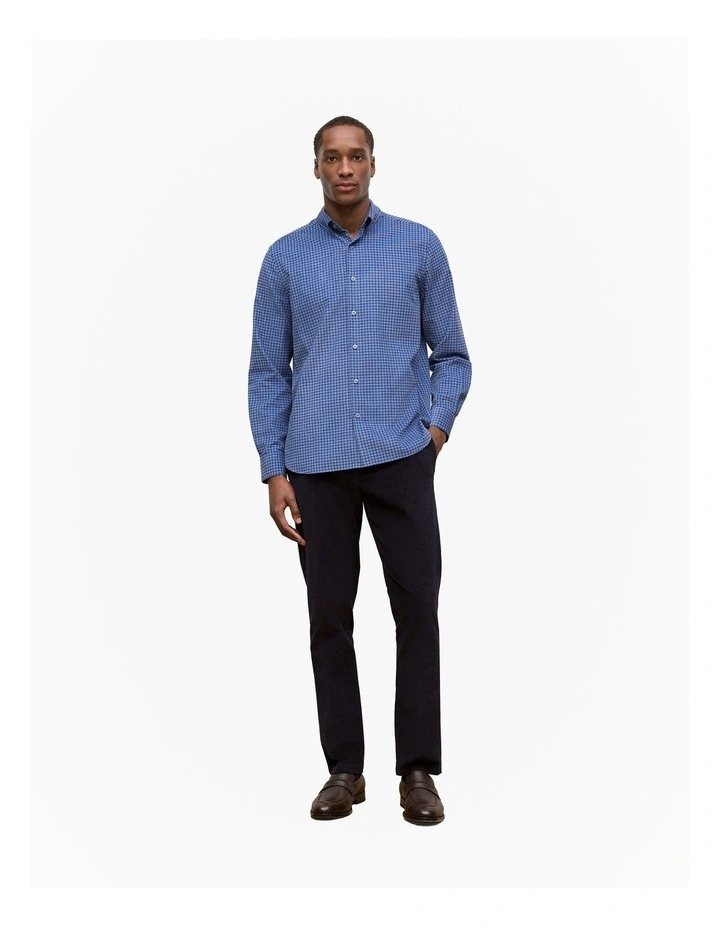 Regular Fit Cord Check Shirt in Steel Blue image 2