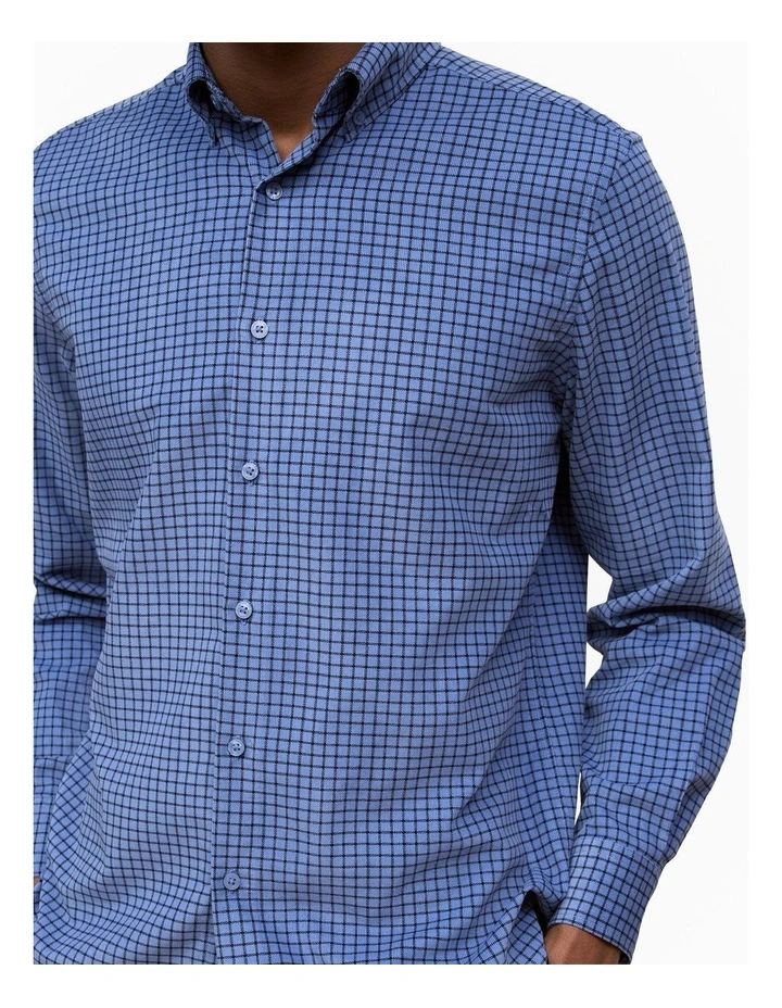 Regular Fit Cord Check Shirt in Steel Blue image 3