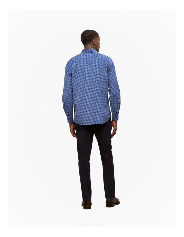 Regular Fit Cord Check Shirt in Steel Blue image 5