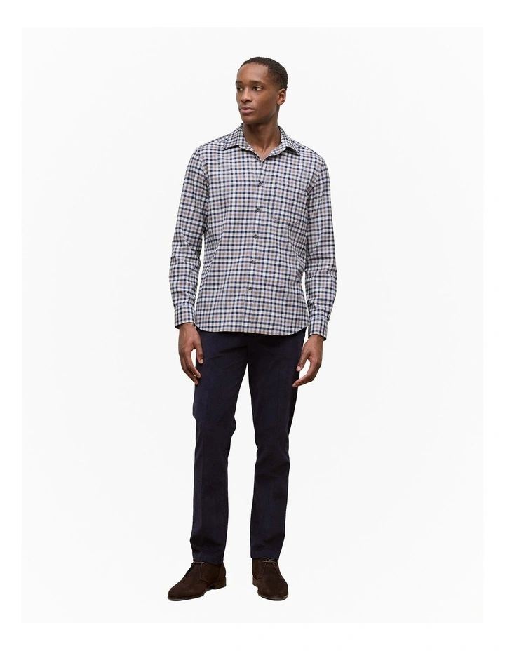 Brushed Cotton Multi Check Shirt in Steel Blue image 2