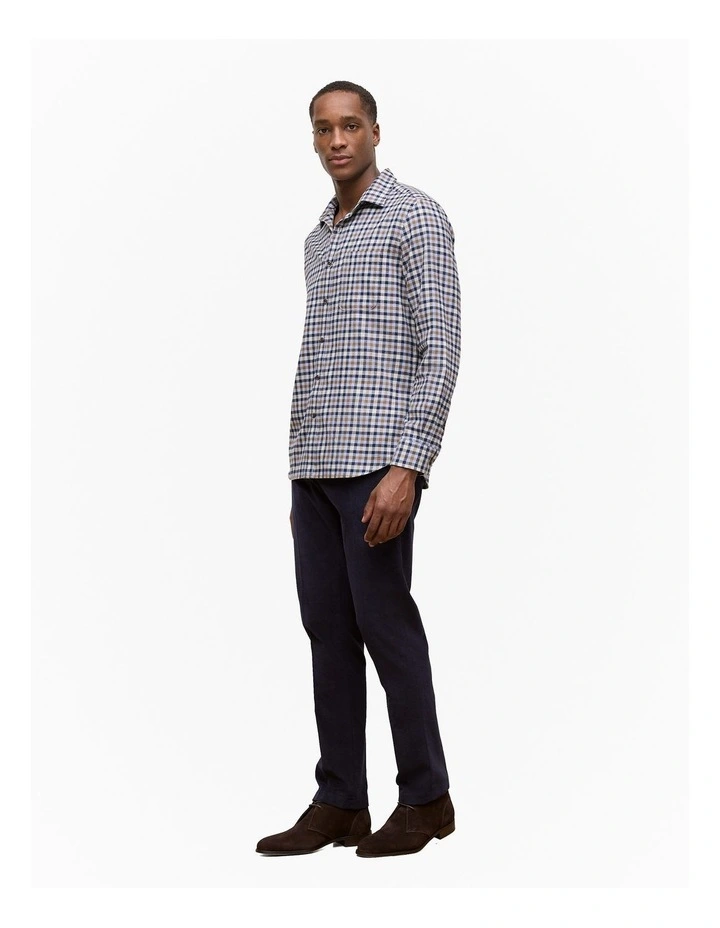 Brushed Cotton Multi Check Shirt in Steel Blue image 4