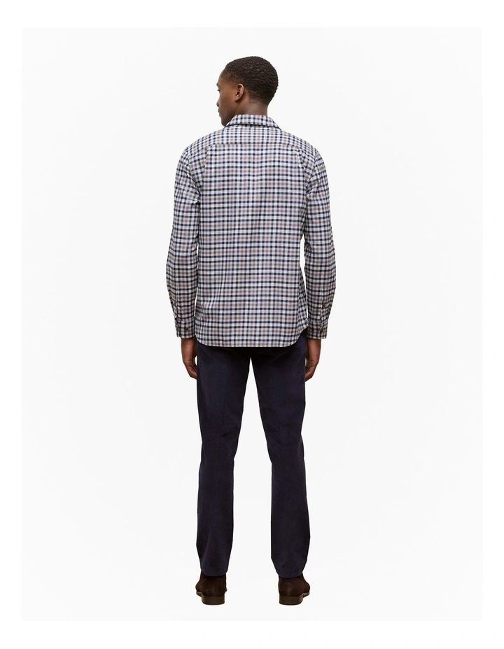 Brushed Cotton Multi Check Shirt in Steel Blue image 5