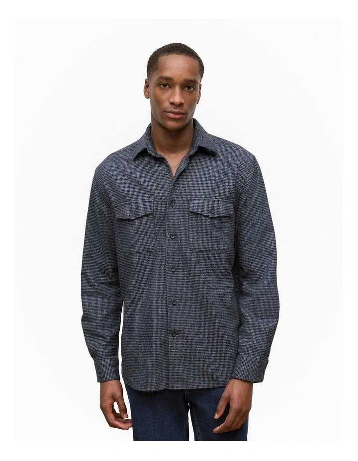 Puppytooth Overshirt in Navy image 1