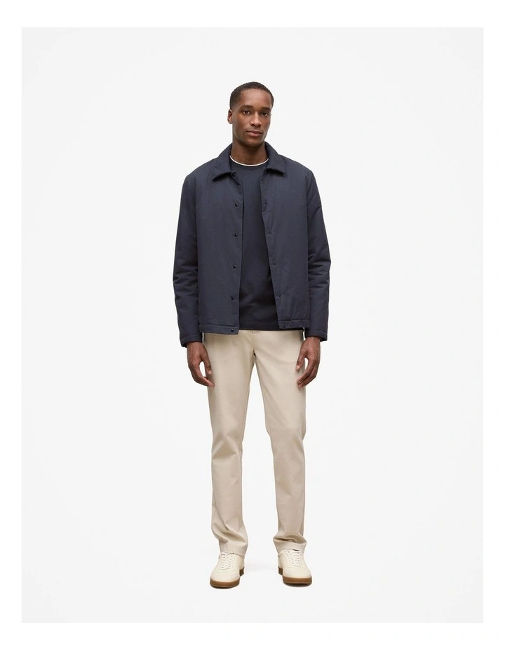 Mercerised Cotton Tipped Long Sleeve T-shirt in Navy image 2