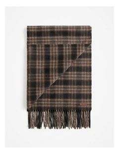 Alba Wool Cashmere Check Scarf in Coffee Bean