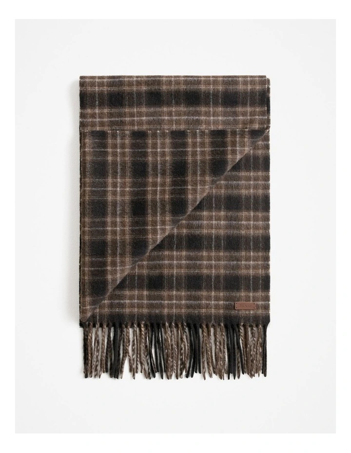 Alba Wool Cashmere Check Scarf in Coffee Bean image 1