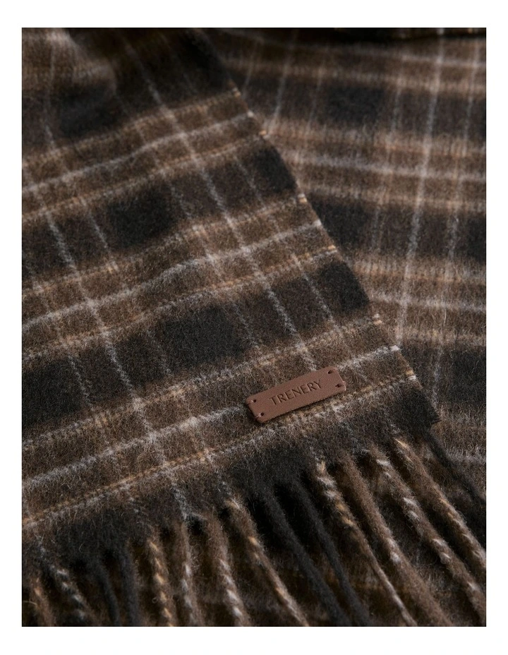 Alba Wool Cashmere Check Scarf in Coffee Bean image 3