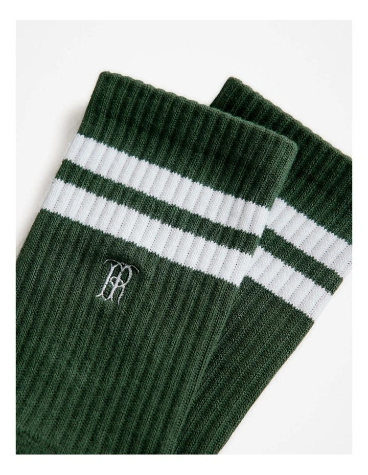 Monogram Rib Sport Sock in Winter Moss image 2