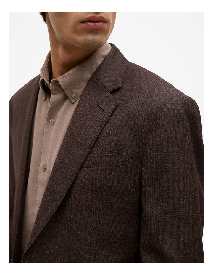 Italian Wool Check Blazer in Red Mahogany image 4