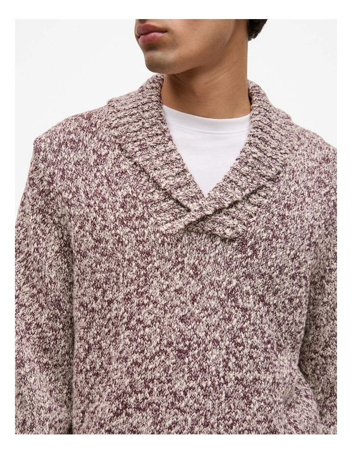 Textured Shawl Collar Knit in Red Mahogany image 4