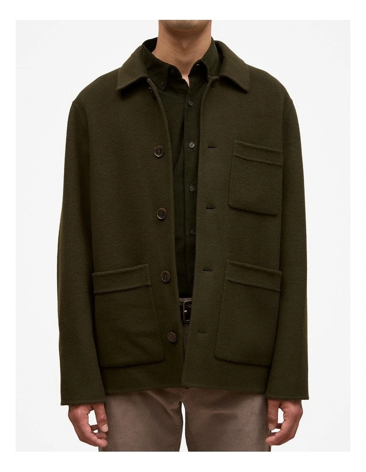 Double Faced Wool Chore Jacket in Deep Forest image 3
