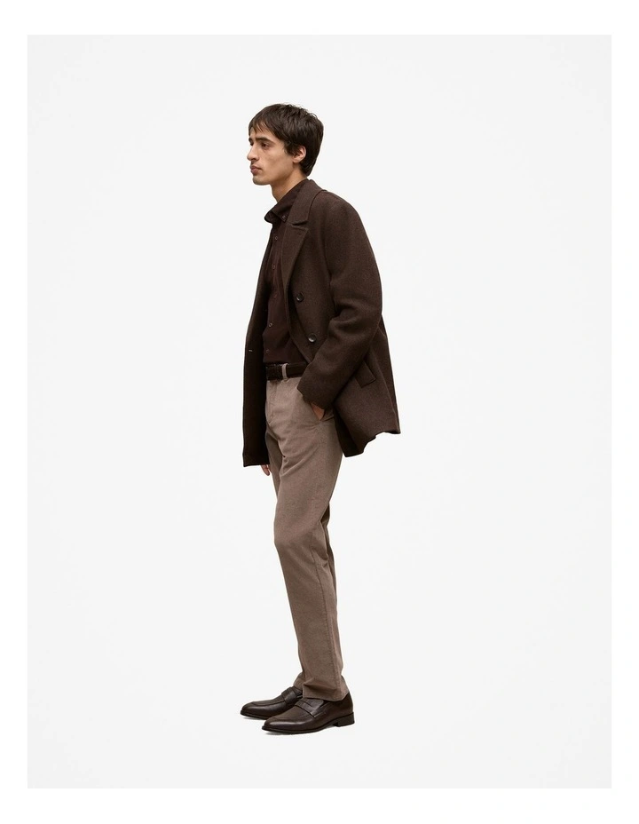 Italian Wool Herringbone Peacoat in Coffee Bean image 5