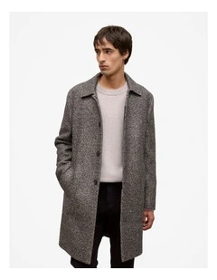 Italian Wool Blend Longline Coat in Charcoal