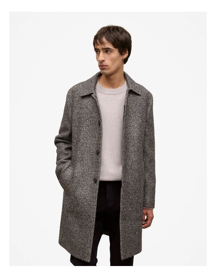 Italian Wool Blend Longline Coat in Charcoal image 1