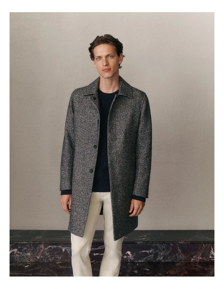 Italian Wool Blend Longline Coat in Charcoal image 2