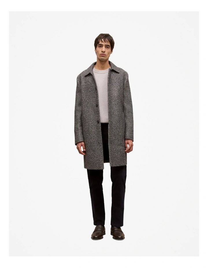 Italian Wool Blend Longline Coat in Charcoal image 3