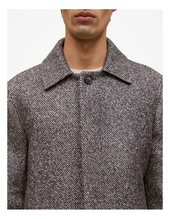 Italian Wool Blend Longline Coat in Charcoal image 4