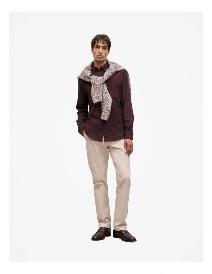 Brushed Cotton Melange Shirt in Fudge image 2