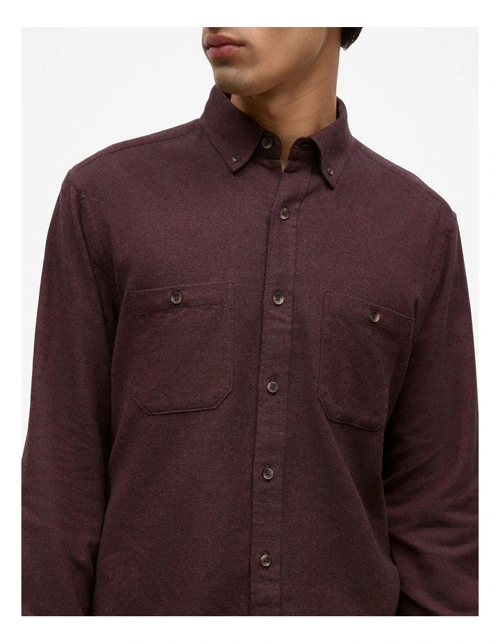 Brushed Cotton Melange Shirt in Fudge image 3
