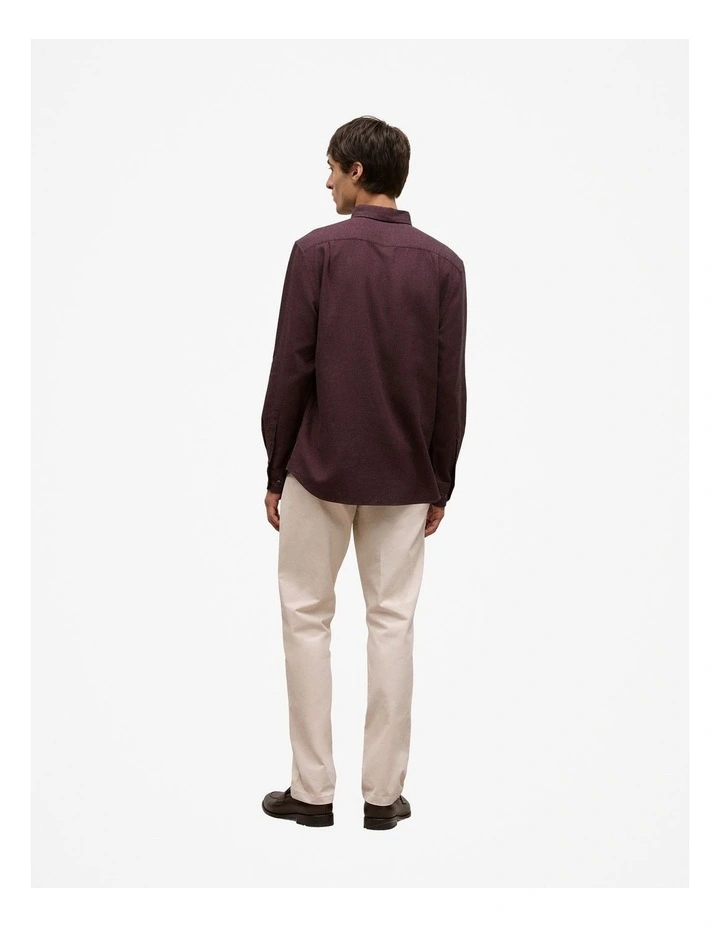 Brushed Cotton Melange Shirt in Fudge image 4