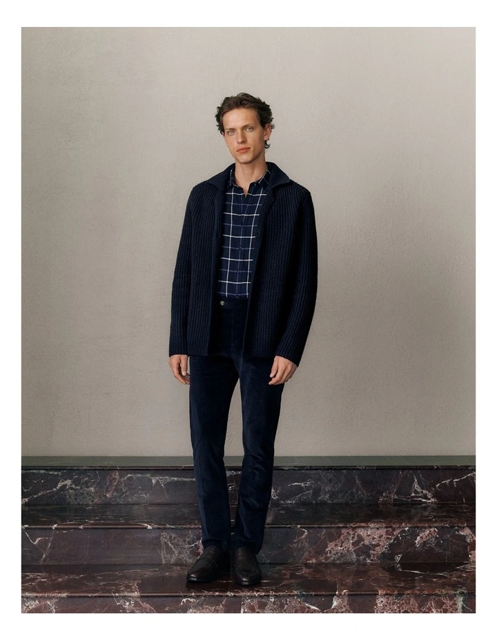 Brushed Cotton Yarn Dyed Check Shirt in Navy image 2