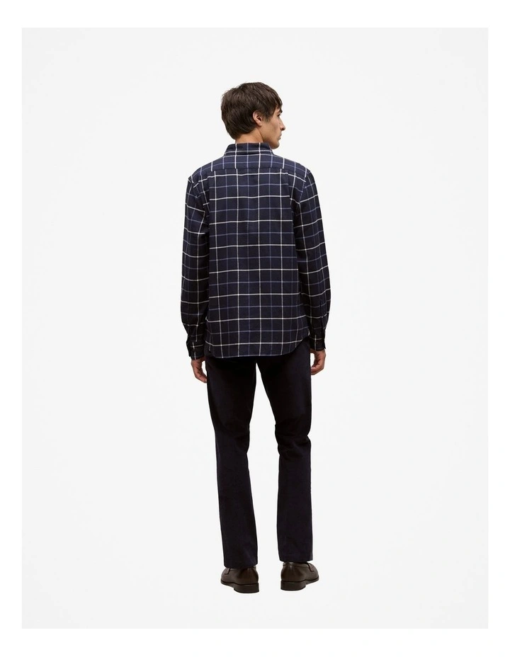 Brushed Cotton Yarn Dyed Check Shirt in Navy image 5