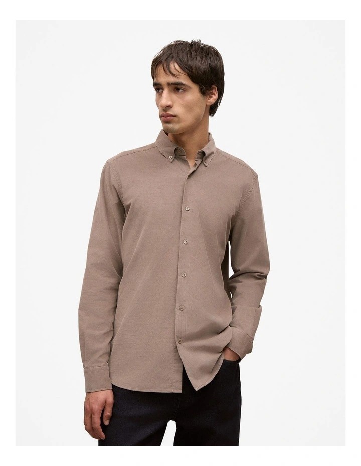 Regular Fit Cotton Cord Shirt in Cinder image 1