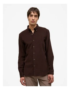 Regular Fit Cotton Cord Shirt in Coffee Bean
