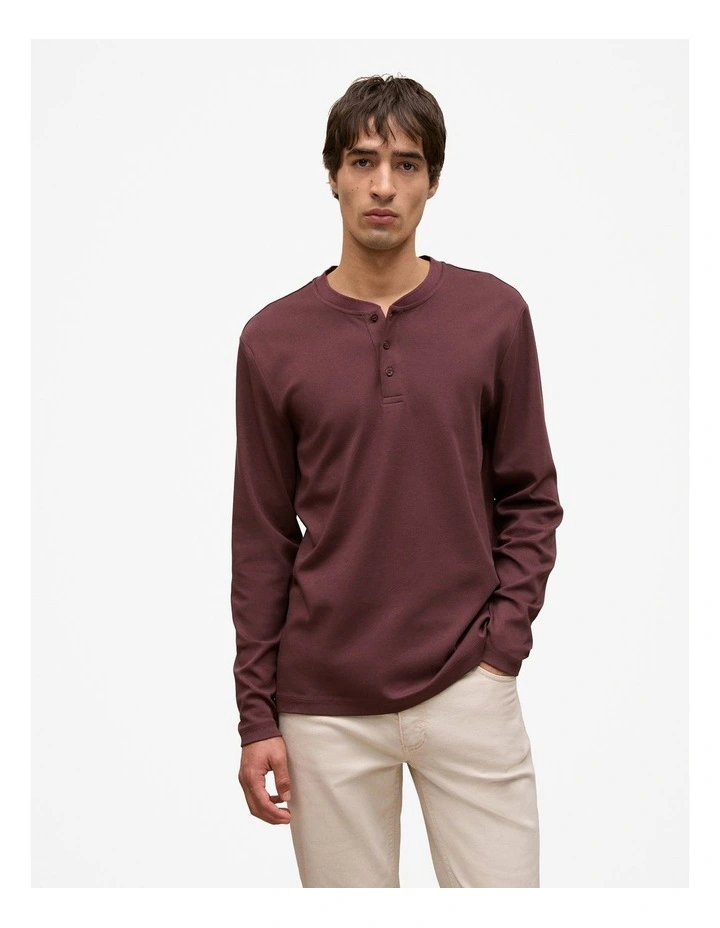 Cotton Henley in Fudge image 1