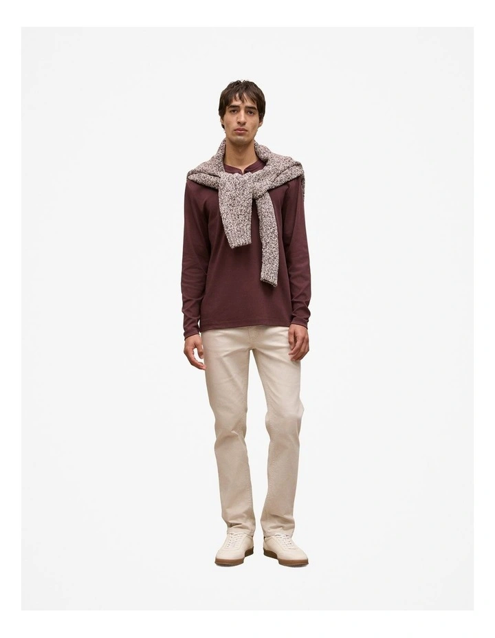 Cotton Henley in Fudge image 2