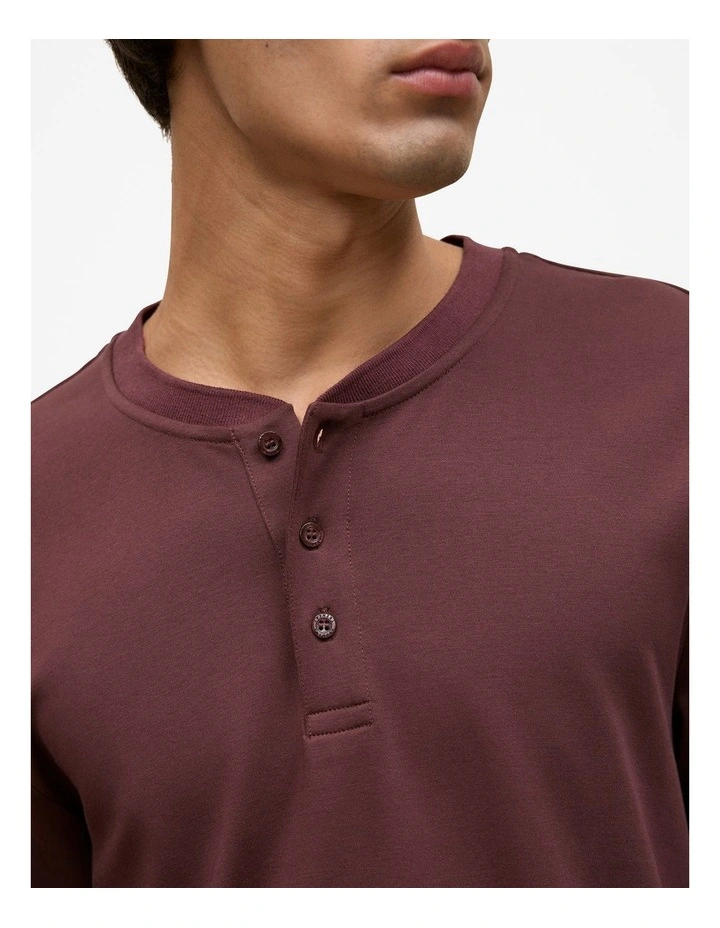 Cotton Henley in Fudge image 3