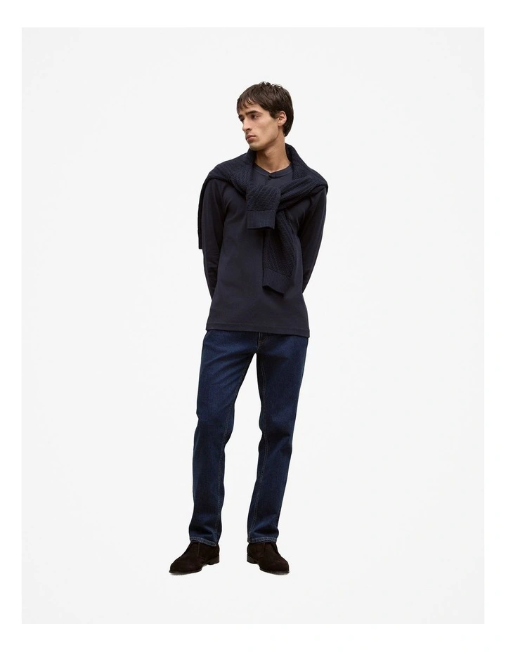 Cotton Henley in Navy image 2