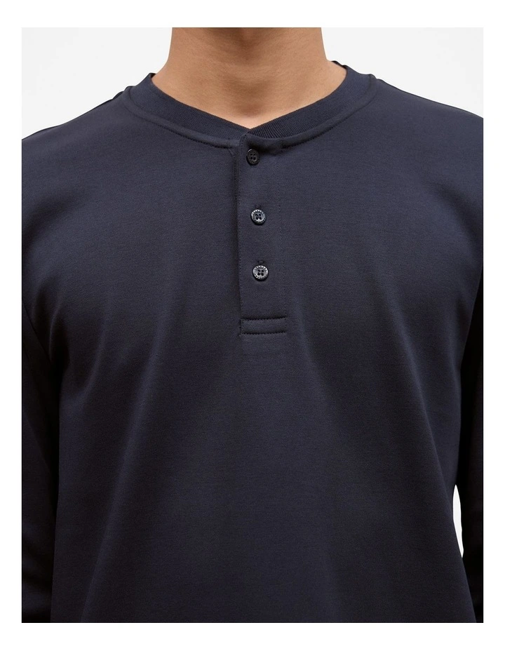 Cotton Henley in Navy image 3