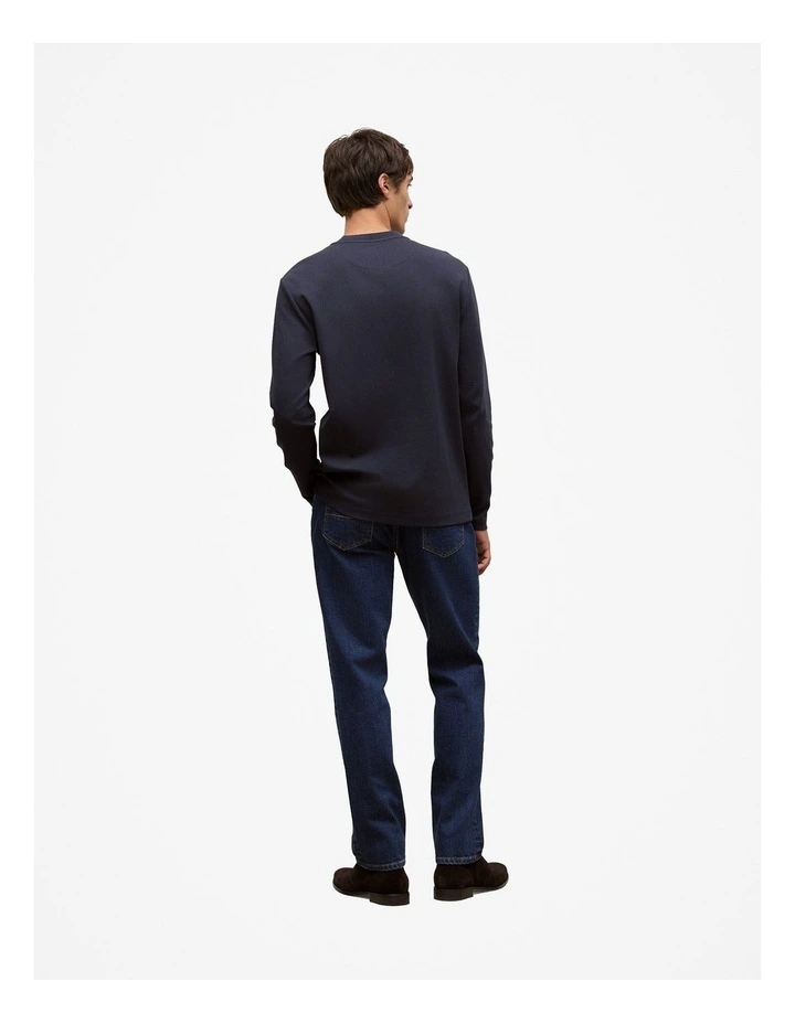 Cotton Henley in Navy image 4