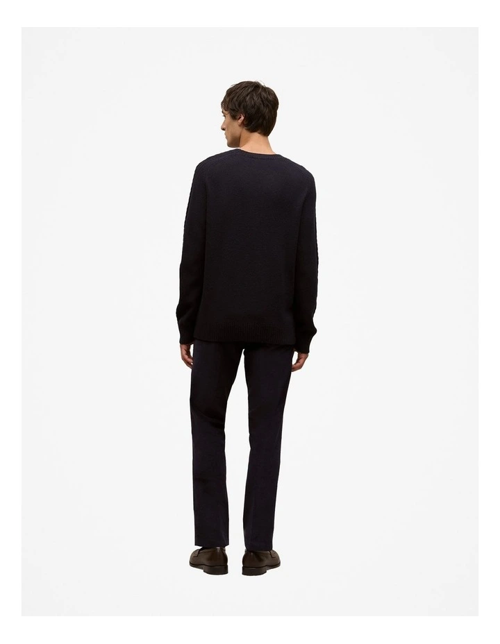Merino Cable Detail Crew in Navy image 2