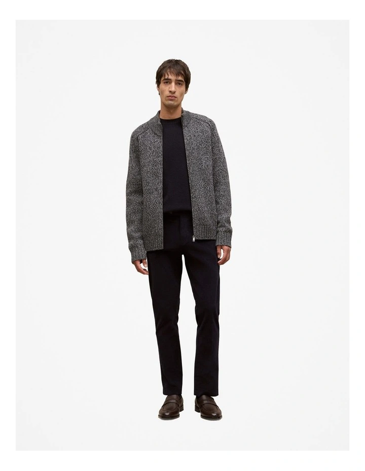 Merino Cable Detail Crew in Navy image 3