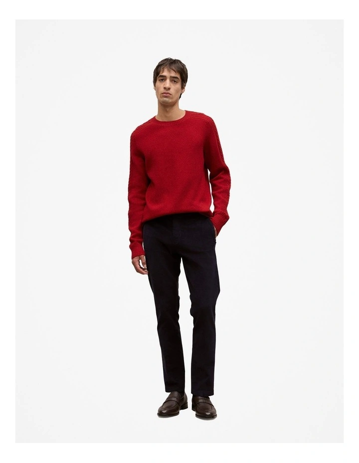 Merino Cable Detail Crew in Spice Red image 3