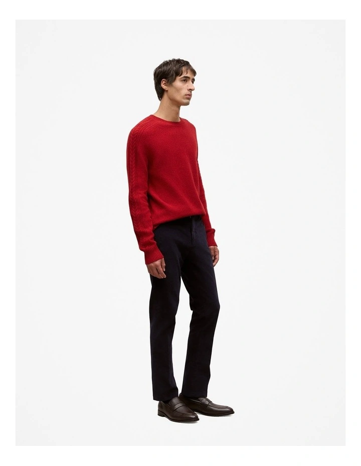 Merino Cable Detail Crew in Spice Red image 5