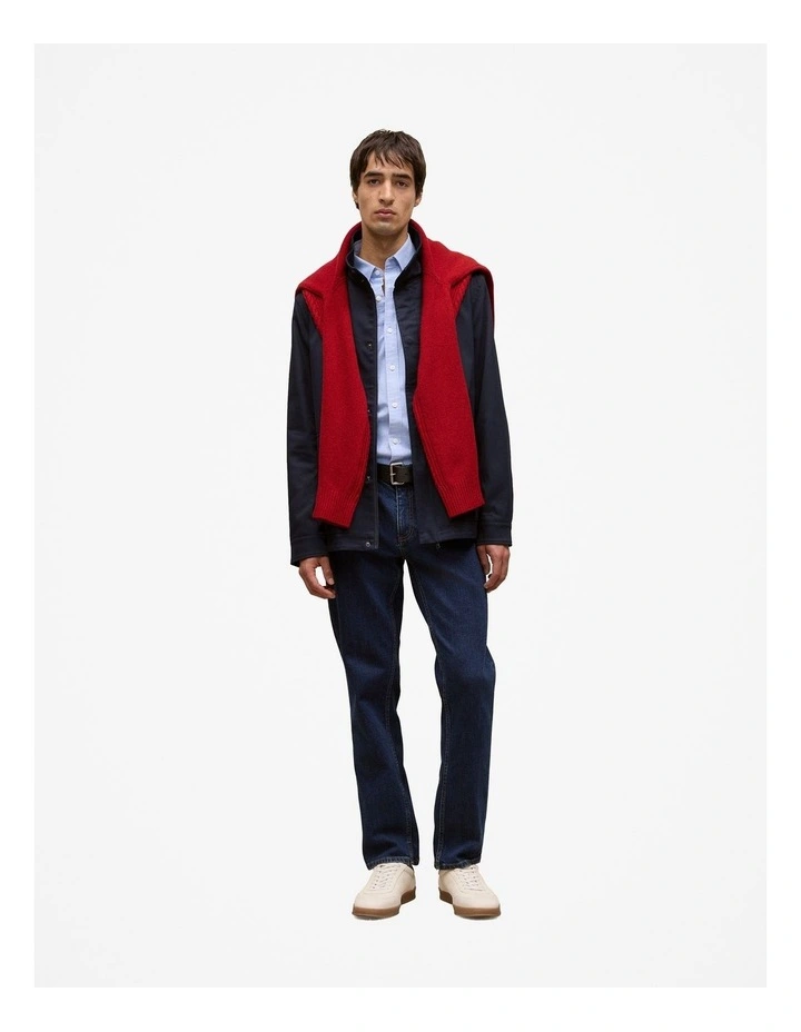 Cotton Twill Zip Through Jacket in Navy image 3