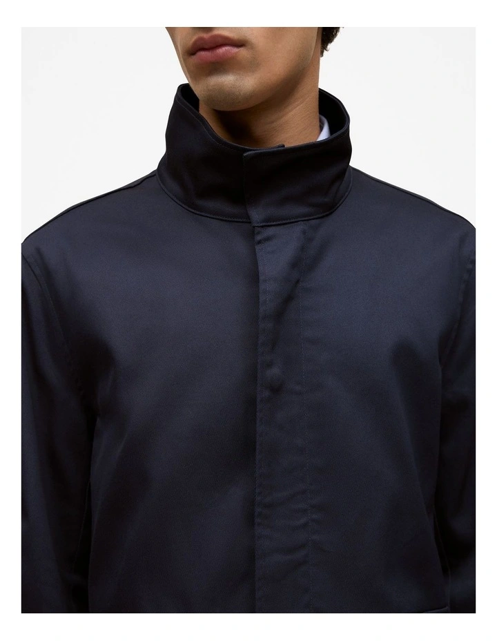 Cotton Twill Zip Through Jacket in Navy image 4
