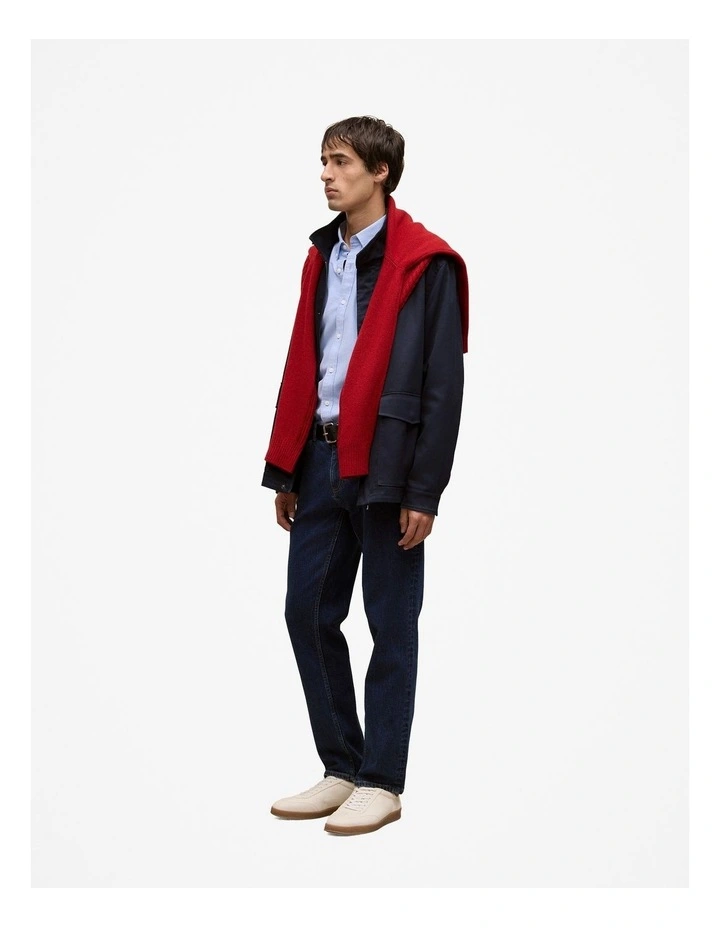 Cotton Twill Zip Through Jacket in Navy image 5