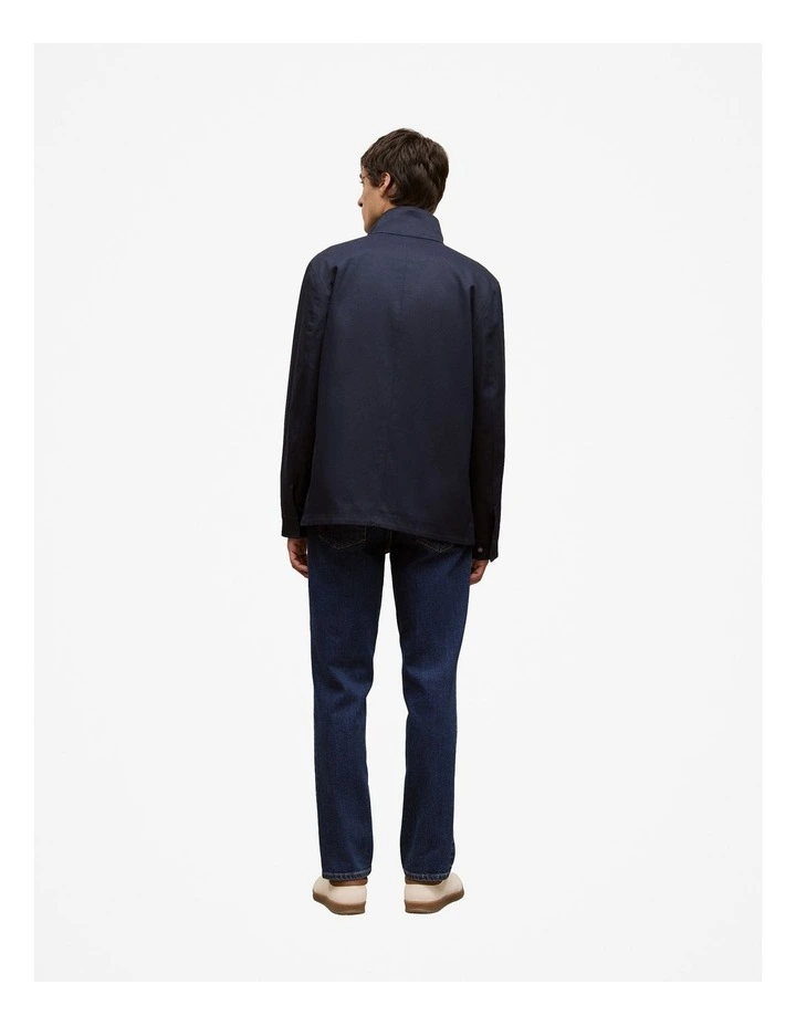 Cotton Twill Zip Through Jacket in Navy image 6