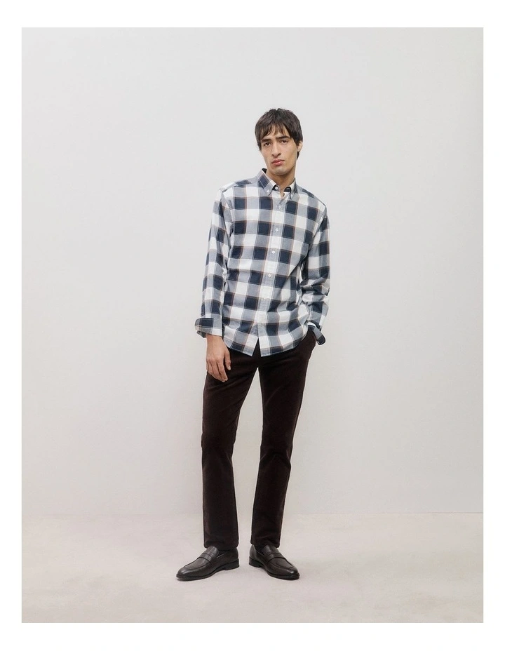 Regular Fit Brushed Check Shirt in Marshmallow image 2